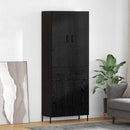 Highboard med skuffe Sort eg 69,5 x 34 x 180 cm Konstrueret træ
