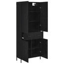 Highboard med skuffe Sort eg 69,5 x 34 x 180 cm Konstrueret træ