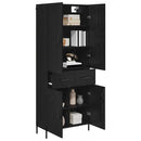 Highboard med skuffe Sort eg 69,5 x 34 x 180 cm Konstrueret træ