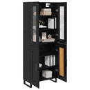 Highboard 2 pcs Sort eg Ingeniørtræ og glas