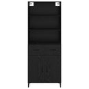 Highboard med skuffe Sort eg 69,5 x 34 x 180 cm Konstrueret træ
