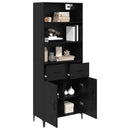 Highboard med skuffe Sort eg 69,5 x 34 x 180 cm Konstrueret træ