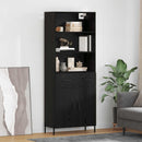 Highboard med skuffe Sort eg 69,5 x 34 x 180 cm Konstrueret træ