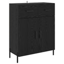 Highboard med skuffe Sort eg 69,5 x 34 x 180 cm Konstrueret træ