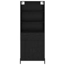 Highboard med skuffe Sort eg 69,5 x 34 x 180 cm Konstrueret træ