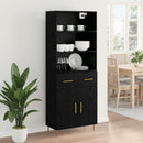 Highboard med skuffe Sort eg 69,5 x 34 x 180 cm Konstrueret træ