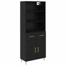 Highboard med skuffe Sort eg 69,5 x 34 x 180 cm Konstrueret træ