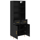 Highboard med skuffe Sort eg 69,5 x 34 x 180 cm Konstrueret træ