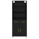 Highboard med skuffe Sort eg 69,5 x 34 x 180 cm Konstrueret træ