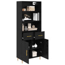 Highboard med skuffe Sort eg 69,5 x 34 x 180 cm Konstrueret træ