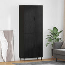 Highboard 2 pcs Sort eg Ingeniørtræ og glas