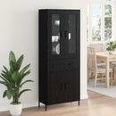 Highboard med skuffe Sort eg 69,5 x 34 x 180 cm Konstrueret træ