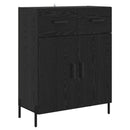 Highboard med skuffe Sort eg 69,5 x 34 x 180 cm Konstrueret træ