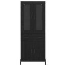 Highboard med skuffe Sort eg 69,5 x 34 x 180 cm Konstrueret træ