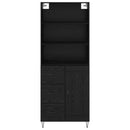 Highboard med skuffe 2 pcs Sort eg Konstrueret træ