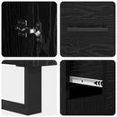 Highboard med skuffe Sort eg 69,5 x 34 x 180 cm Konstrueret træ
