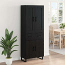Highboard med skuffe Sort eg 69,5 x 34 x 180 cm Konstrueret træ