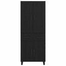 Highboard med skuffe Sort eg 69,5 x 34 x 180 cm Konstrueret træ
