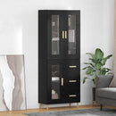 Highboard med skuffe Sort eg 69,5 x 34 x 180 cm Konstrueret træ