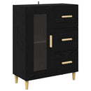 Highboard med skuffe Sort eg 69,5 x 34 x 180 cm Konstrueret træ