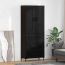 Highboard med skuffe 2 pcs Sort eg Konstrueret træ