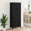 Highboard med skuffe 2 pcs Sort eg Konstrueret træ