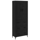 Highboard med skuffe 2 pcs Sort eg Konstrueret træ
