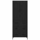 Highboard med skuffe 2 pcs Sort eg Konstrueret træ