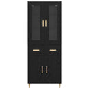 Highboard med skuffe Sort eg 69,5 x 34 x 180 cm Konstrueret træ