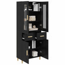 Highboard med skuffe Sort eg 69,5 x 34 x 180 cm Konstrueret træ