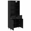 Highboard Sort eg 69,5 x 34 x 180 cm Ingeniørtræ og glas