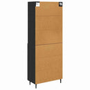 Highboard Sort eg 69,5 x 34 x 180 cm Ingeniørtræ og glas