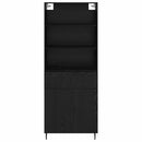 Highboard Sort eg 69,5 x 34 x 180 cm Ingeniørtræ og glas