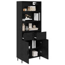 Highboard Sort eg 69,5 x 34 x 180 cm Ingeniørtræ og glas