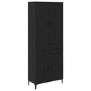 Highboard med skuffe Sort eg 69,5 x 34 x 180 cm Konstrueret træ