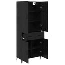 Highboard med skuffe Sort eg 69,5 x 34 x 180 cm Konstrueret træ