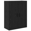 Highboard med skuffe Sort eg 69,5 x 34 x 180 cm Konstrueret træ