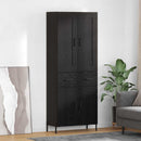 Highboard med skuffe 2 pcs Sort eg Konstrueret træ