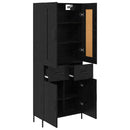 Highboard med skuffe 2 pcs Sort eg Konstrueret træ