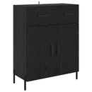 Highboard med skuffe 2 pcs Sort eg Konstrueret træ