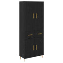 Highboard med skuffe Sort eg 69,5 x 34 x 180 cm Konstrueret træ
