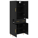Highboard med skuffe Sort eg 69,5 x 34 x 180 cm Konstrueret træ