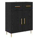 Highboard med skuffe Sort eg 69,5 x 34 x 180 cm Konstrueret træ