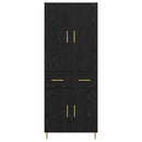 Highboard med skuffe Sort eg 69,5 x 34 x 180 cm Konstrueret træ