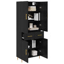 Highboard med skuffe Sort eg 69,5 x 34 x 180 cm Konstrueret træ