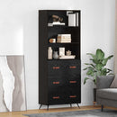 Highboard med skuffe Sort eg 69,5 x 34 x 180 cm Konstrueret træ