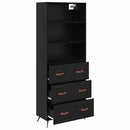 Highboard med skuffe Sort eg 69,5 x 34 x 180 cm Konstrueret træ