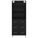 Highboard med skuffe Sort eg 69,5 x 34 x 180 cm Konstrueret træ