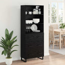 Highboard med skuffe 2 pcs Sort eg Konstrueret træ