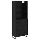 Highboard med skuffe 2 pcs Sort eg Konstrueret træ